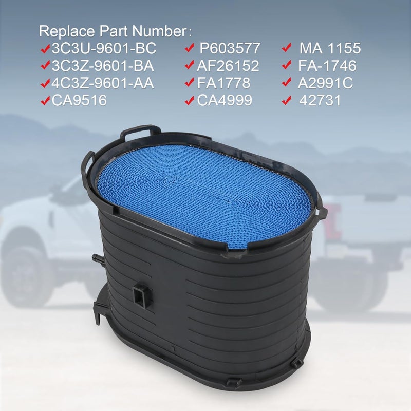 CARMOCAR Air Filter FA1778 Replacement for Ford 6.0L F250 F350 F450 F550 Super Duty V8 2003-2007 Excursion Power stroke Diesel 2003-2005 4C3Z-9601-AA 3C3U-9601-BC CA9516 - Image 3